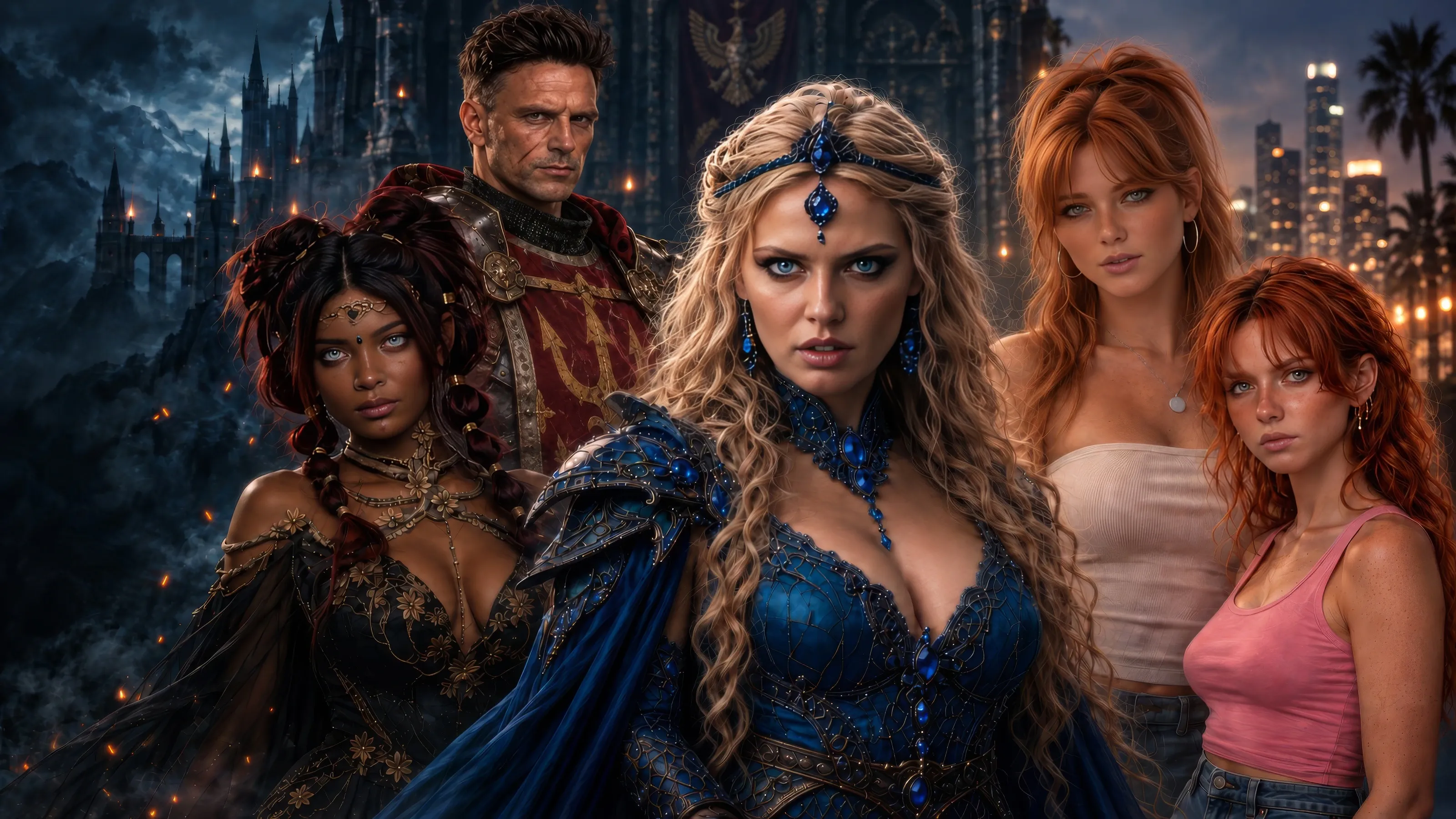Kallista, Severus, Lilith, Theresa and Kimmy in a cinematic montage
